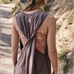 FP Movement by Free People Hot Shot Twisted Back Washed Black Jumpsuit Onesie